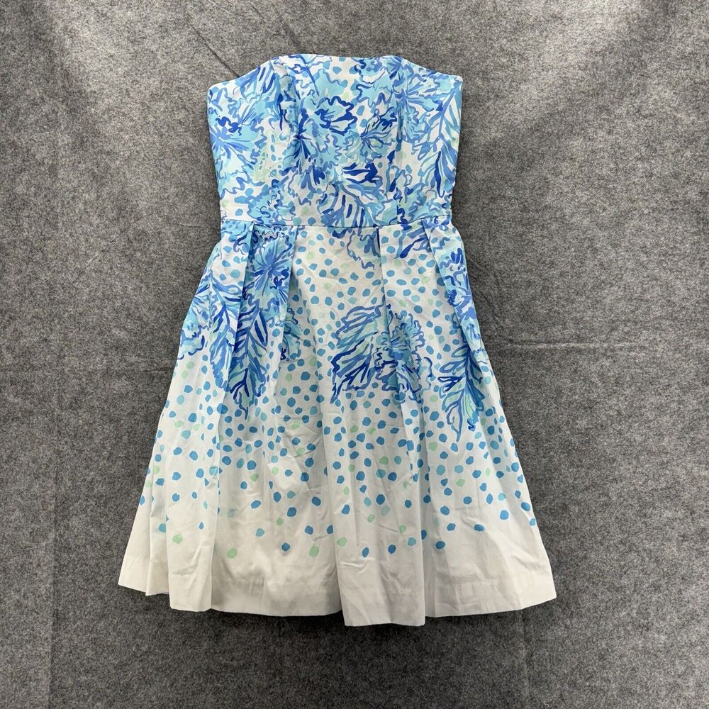 Lilly Pulitzer Womens Kenzie Strapless Dress Size 0 Blue Banquet Tea Sorority - Picture 6 of 16